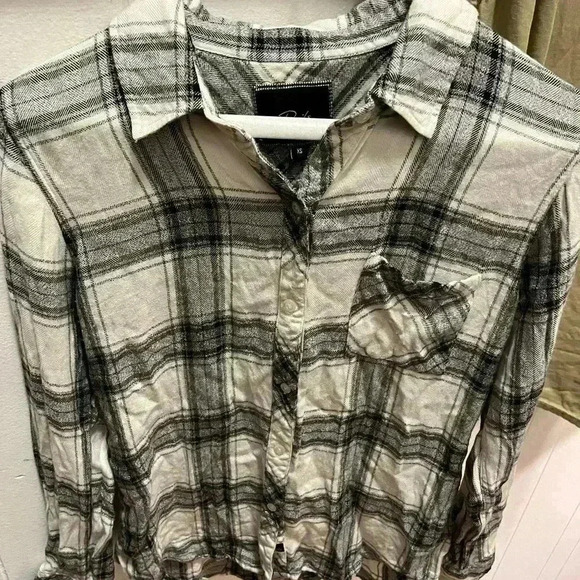 Rails Hunter Plaid Button Down Shirt Black White XS - Picture 2 of 5